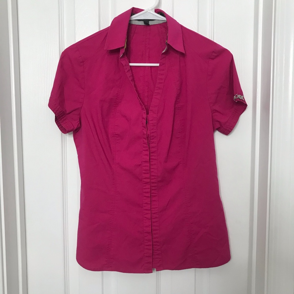 Express Stretch Hot Pink Button Down Shirt